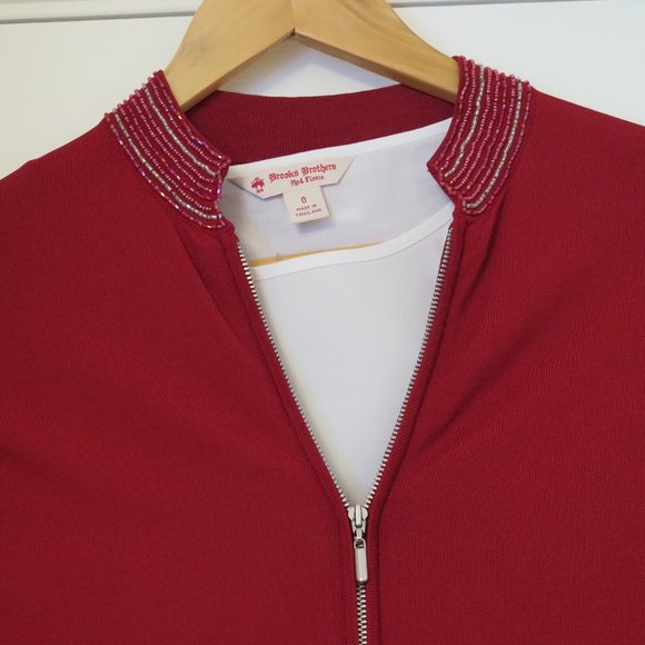 NEXT UK 🇬🇧 - Red bead edged zip up cardigan - Picture 3 of 13